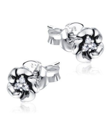 Lovely Flowers with CZ Stone Silver Ear Stud STS-5478